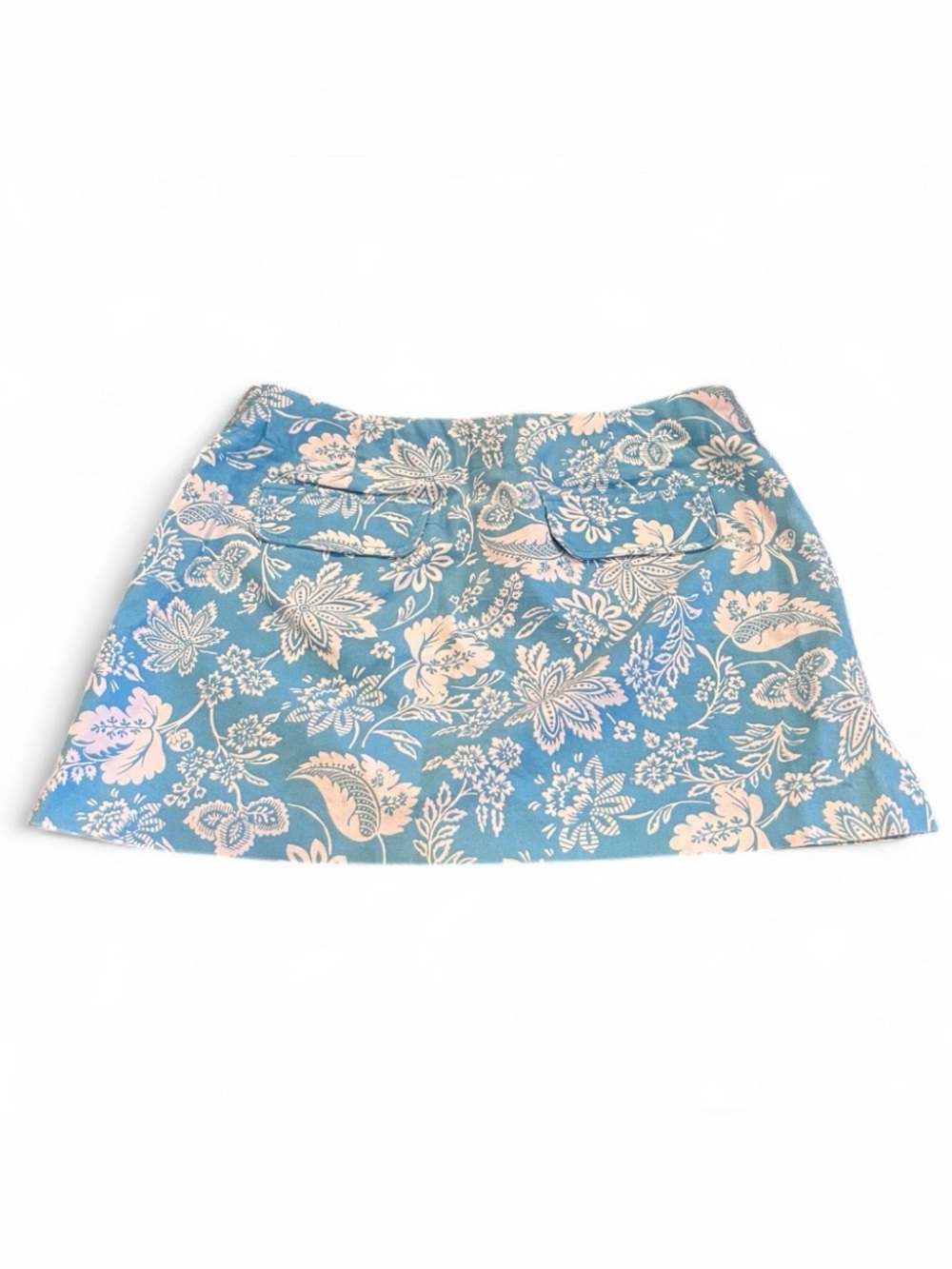Vintage Y2K Express Blue & White Floral Tropical Mini Skirt 7/8 - Picture 3 of 7